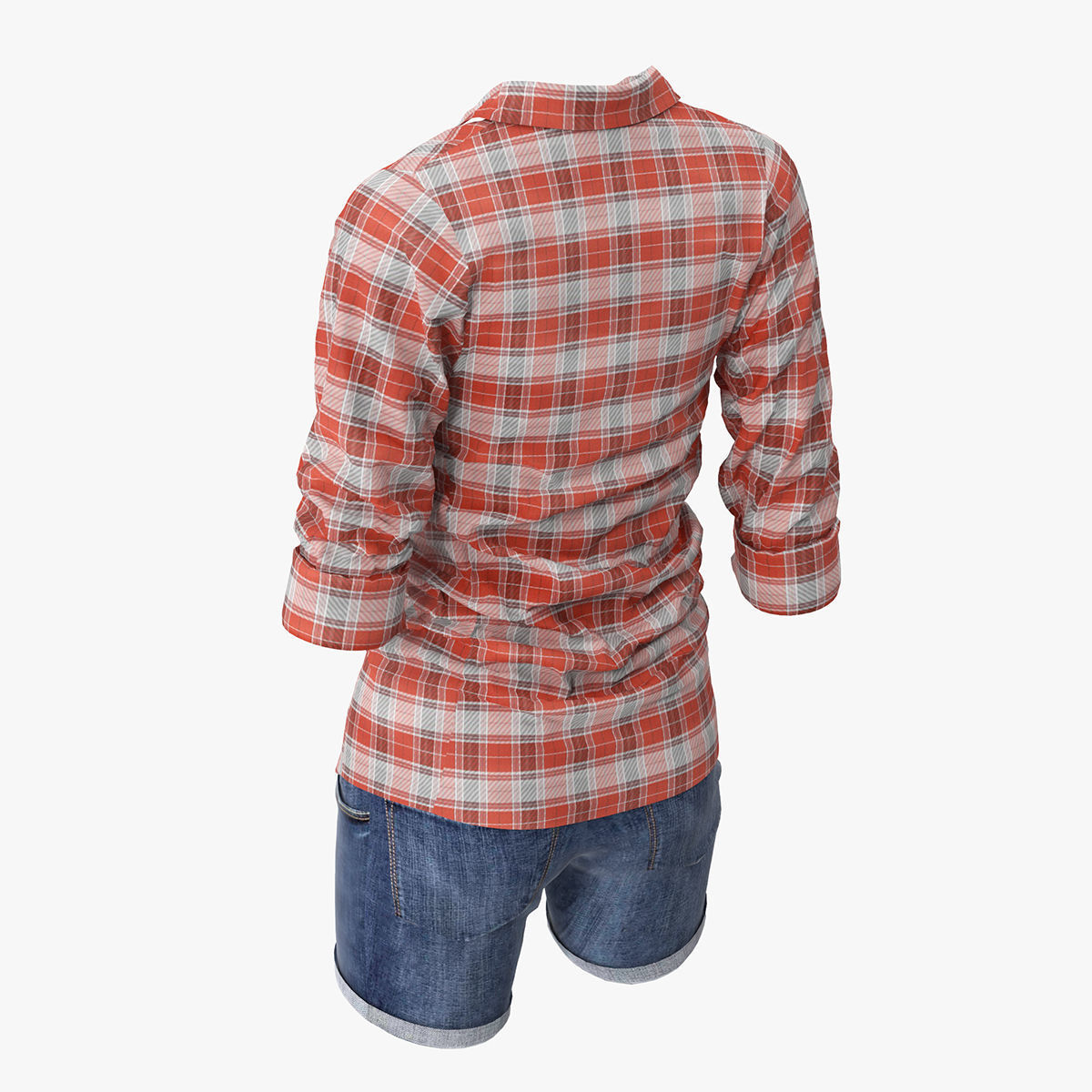 Jeans Shorts With Shirt Women 3D model_8