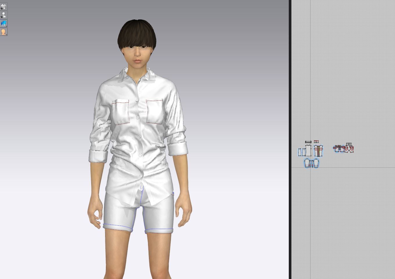 Jeans Shorts With Shirt Women 3D model_14