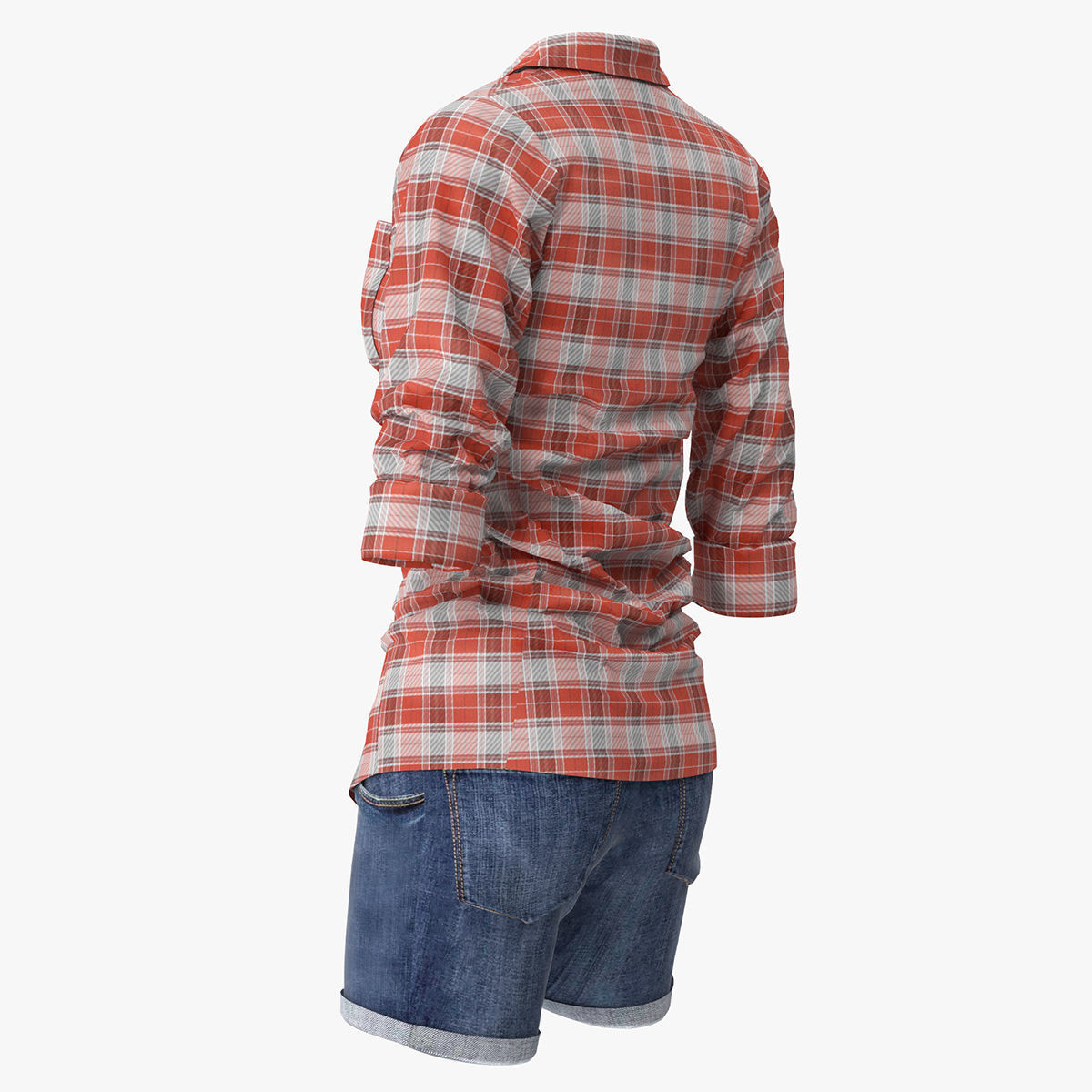 Jeans Shorts With Shirt Women 3D model_5