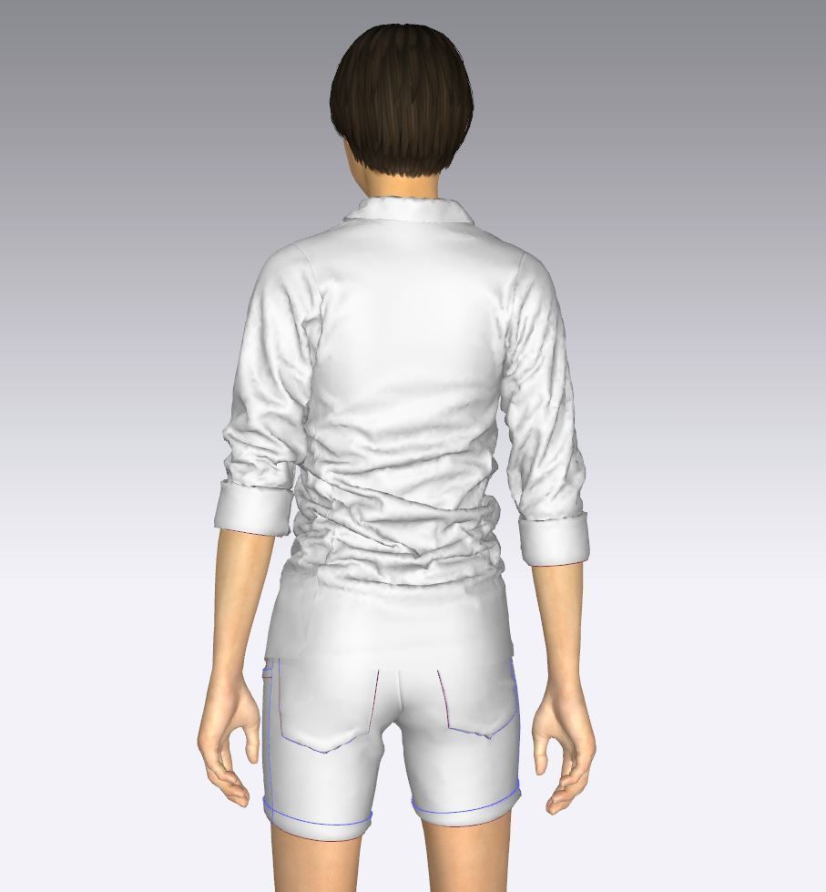 Jeans Shorts With Shirt Women 3D model_15