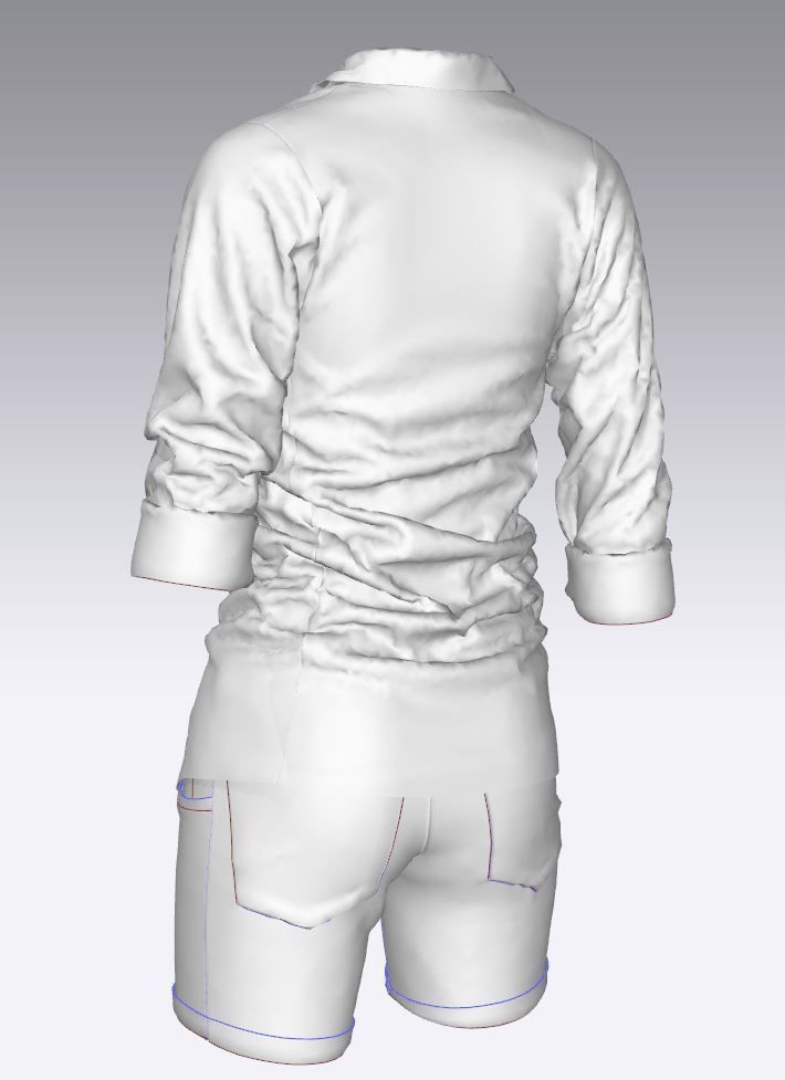 Jeans Shorts With Shirt Women 3D model_17