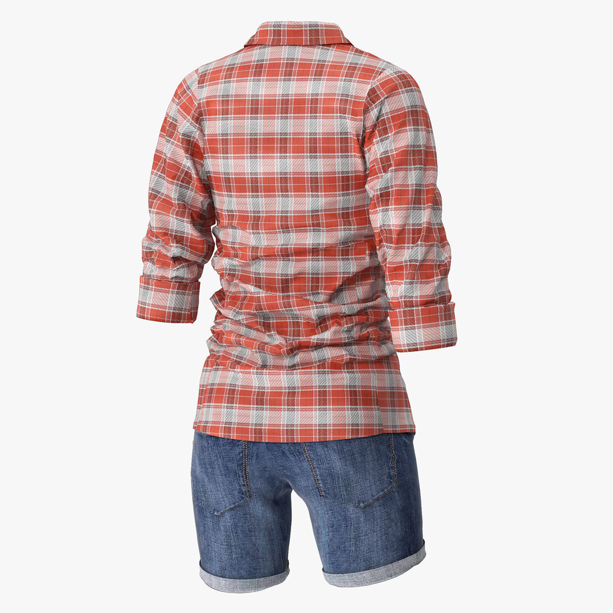Jeans Shorts With Shirt Women 3D model_1