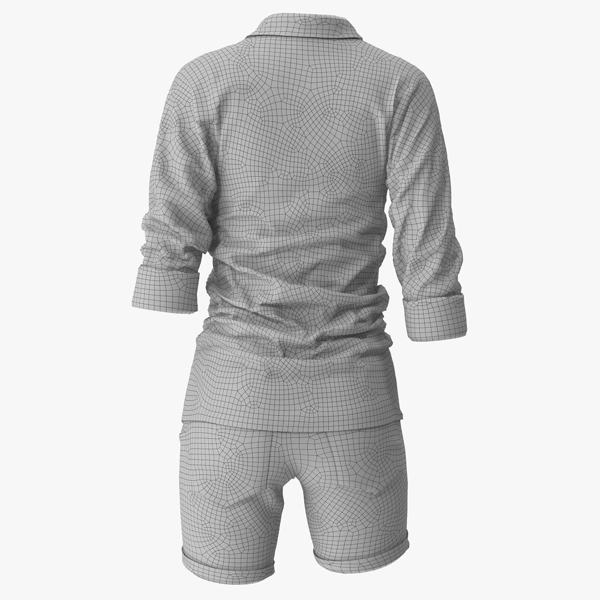 Jeans Shorts With Shirt Women 3D model_10