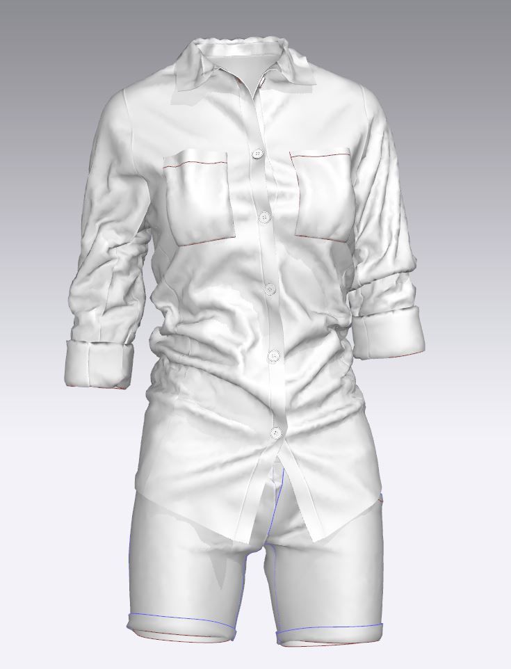 Jeans Shorts With Shirt Women 3D model_16