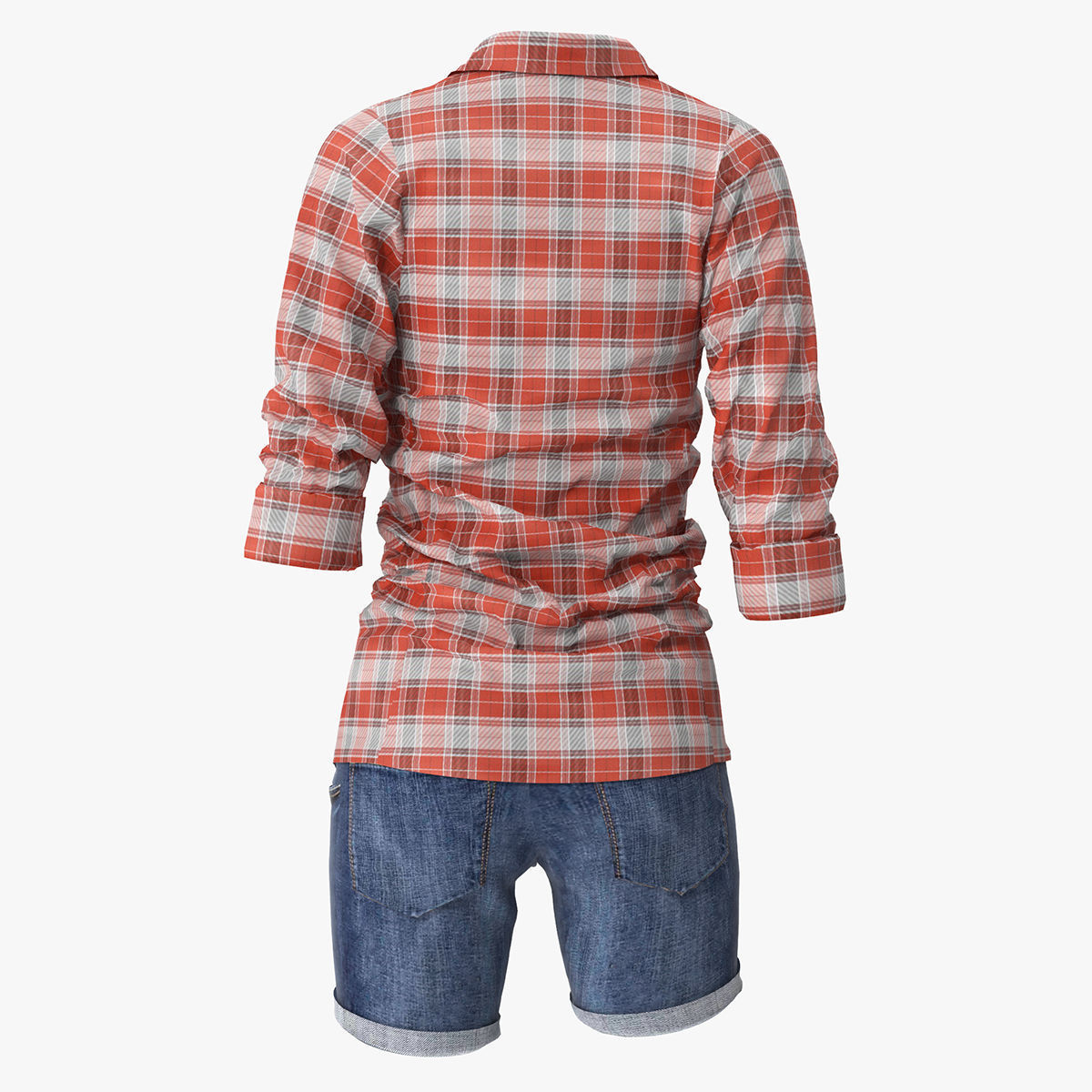 Jeans Shorts With Shirt Women 3D model_9