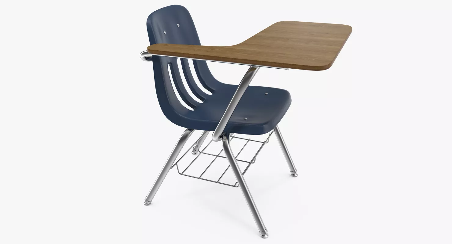 School Desk and Chair 3D model