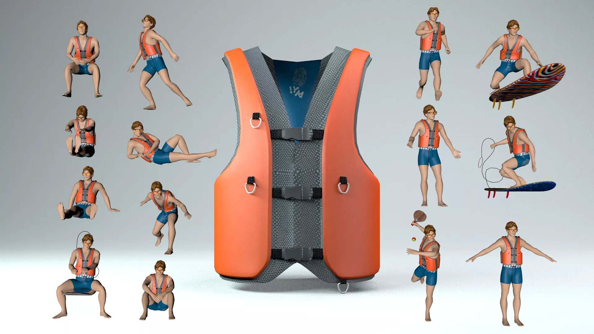 Life Jacket Orange 3D model