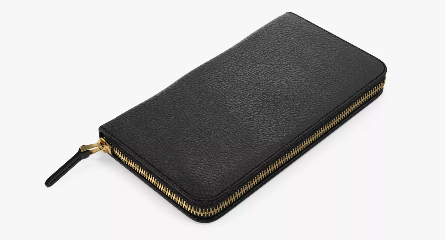 Zip Around Wallet Black 3D model