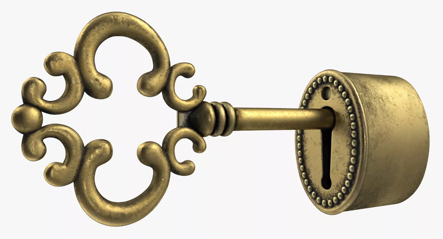 Old Key In Keyhole 3D model