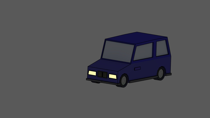 Blue small Hatchback low poly