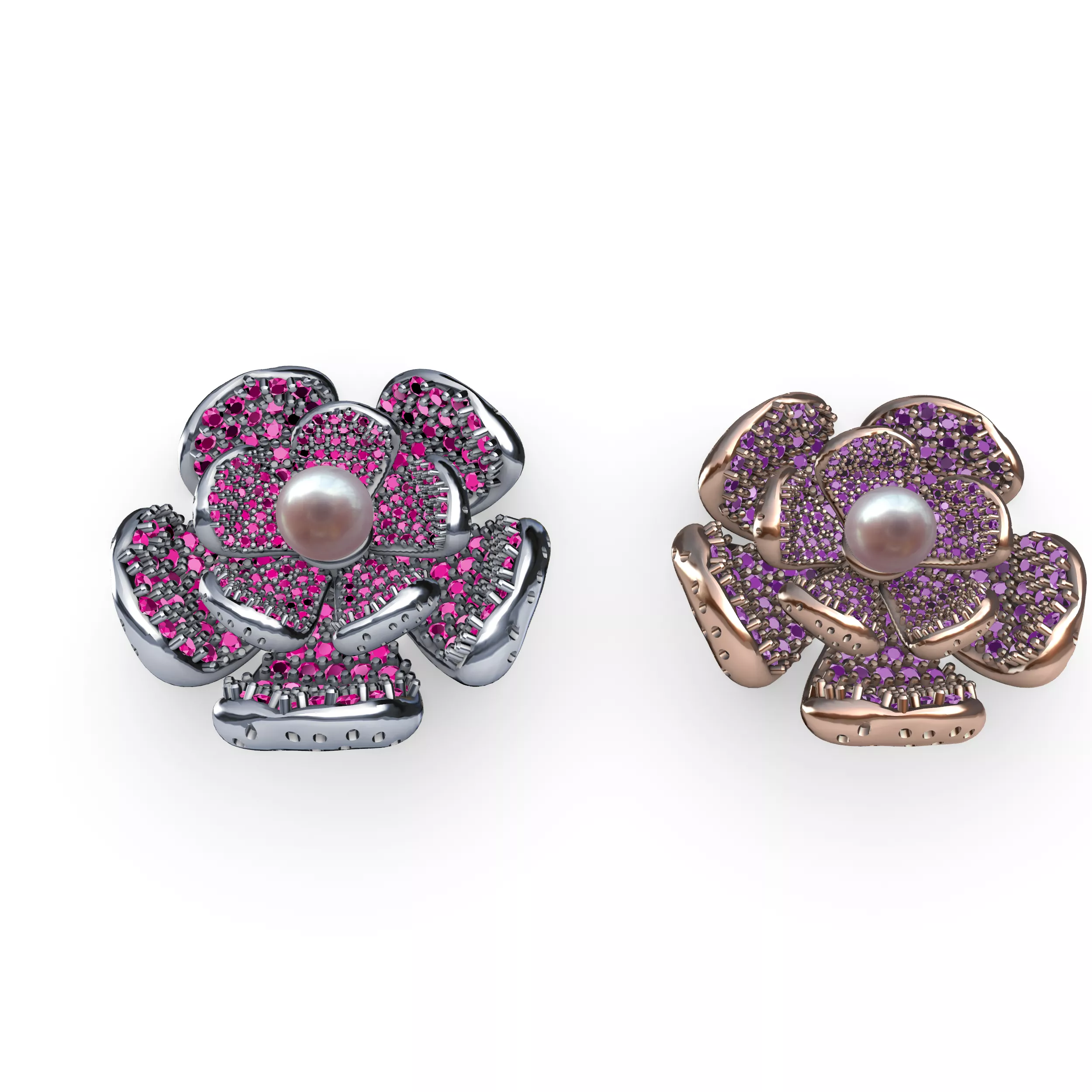 Gold eternal flower pendant and brooch 2 sizes 3D print model