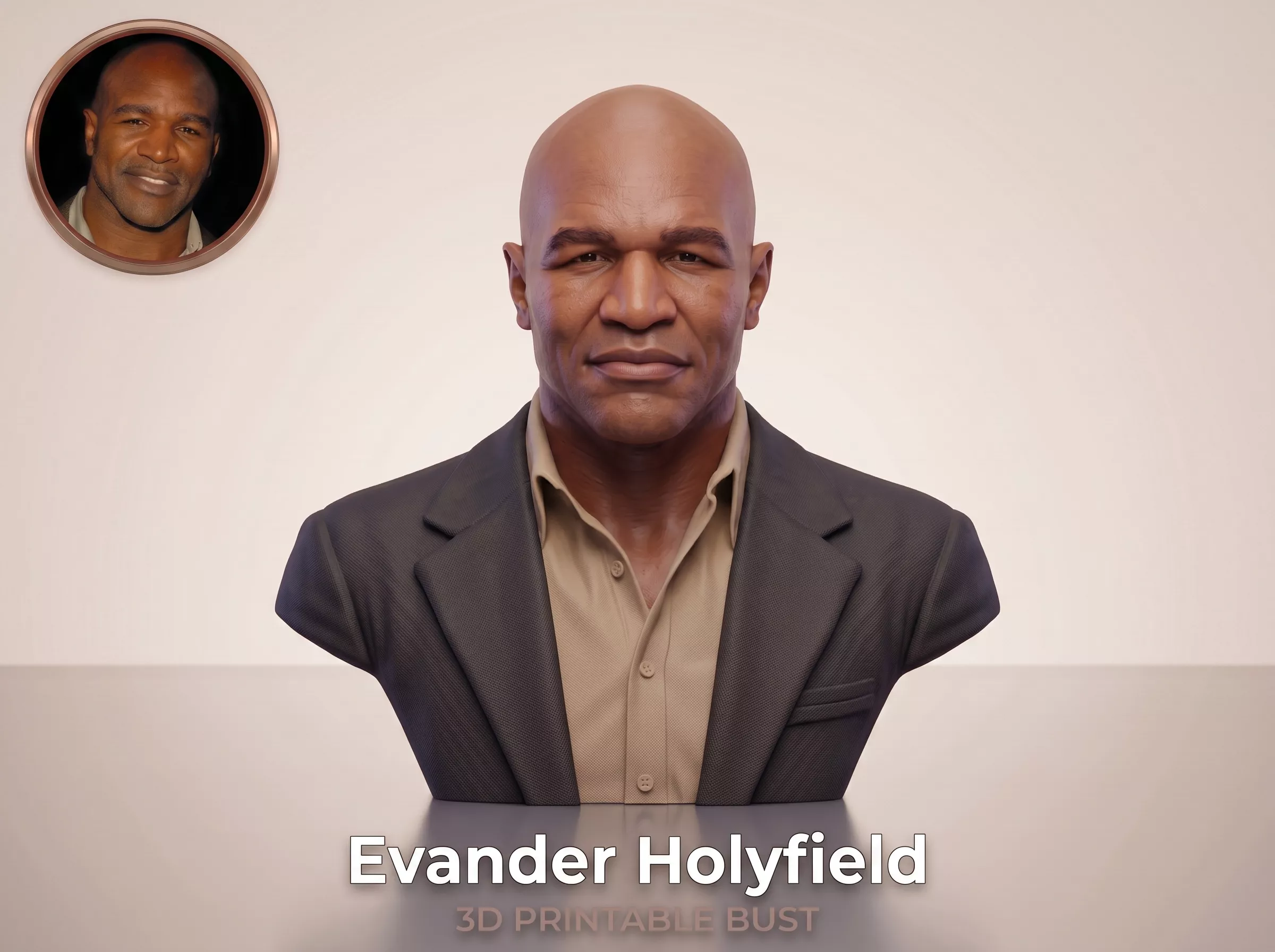 Evander Holyfield 3D Printable Bust 3D print model