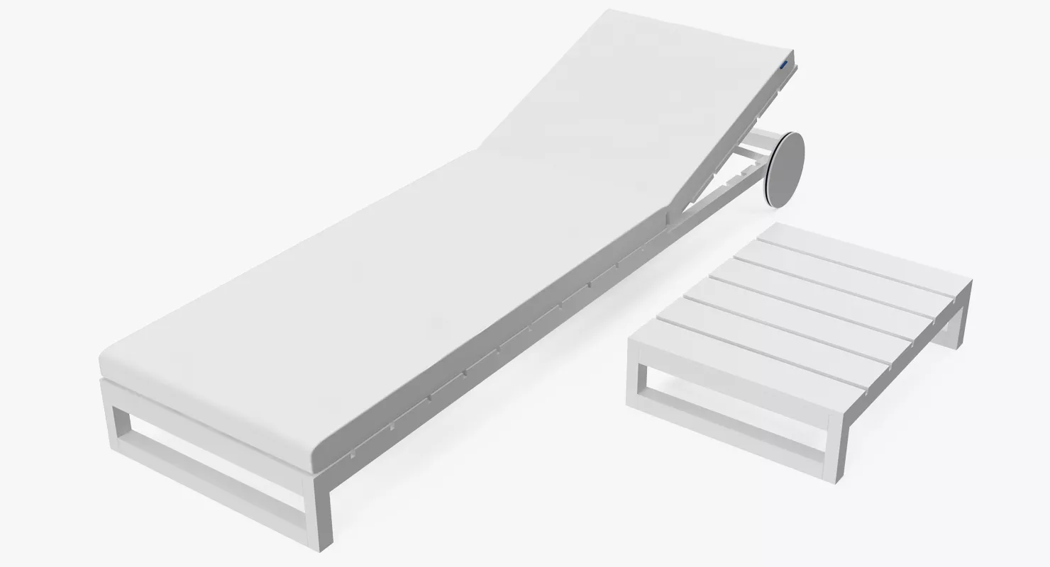 Outdoor Chaise Lounge with Table 3D model