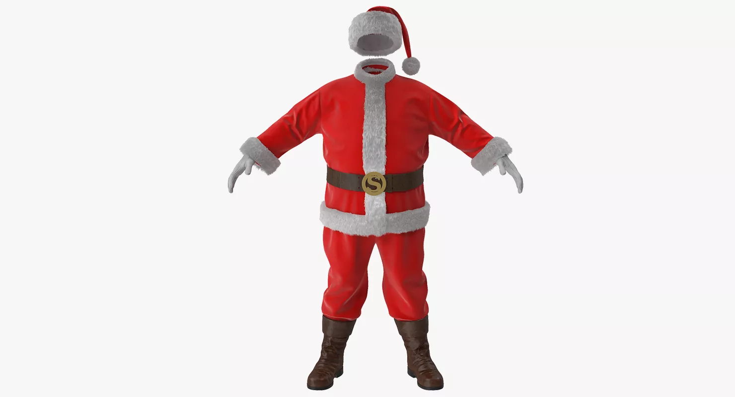 Santa Claus Costume with Fur 3D model