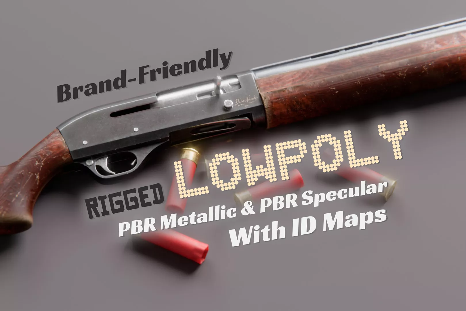 Semi-Auto Shotgun Black Lake 153 - Wood Low-poly 3D model