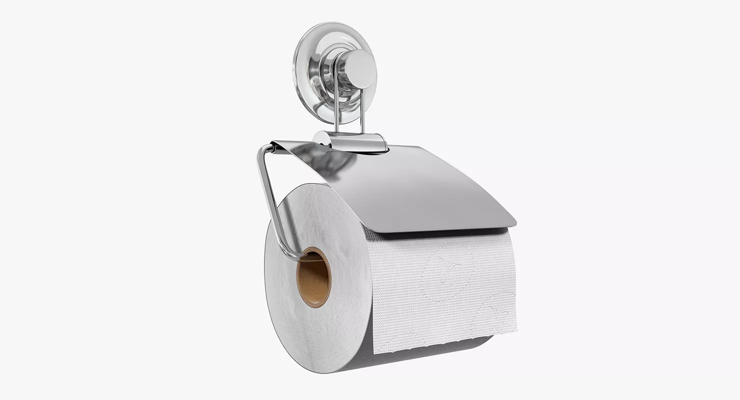 Toilet Paper Holder with Paper 3D model