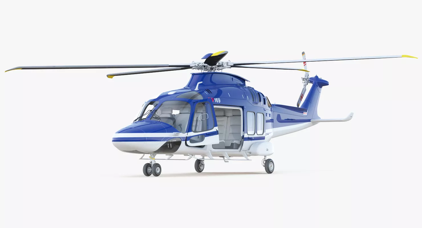 Multirole Helicopter AgustaWestland AW169 Rigged 3D model