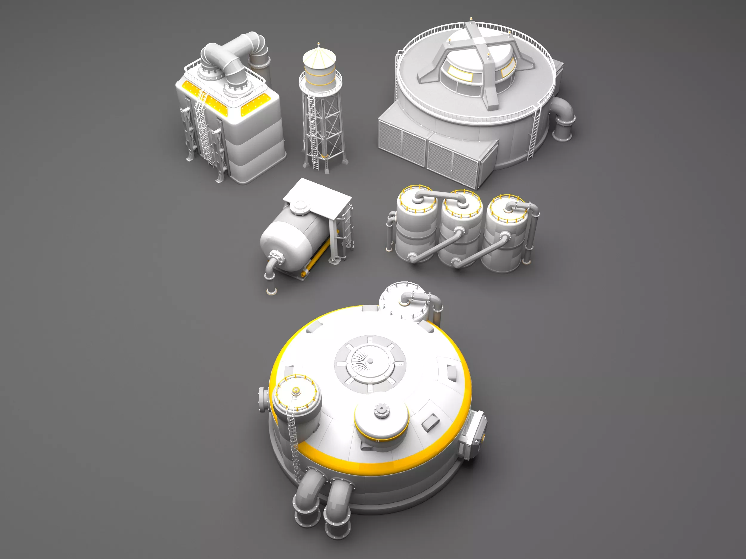 Industrial modules in chemical plants 3D model