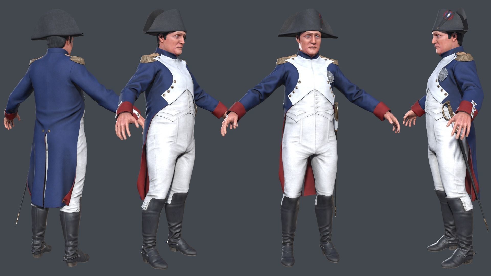 Napoleon Bonaparte I Low-poly 3D model_6