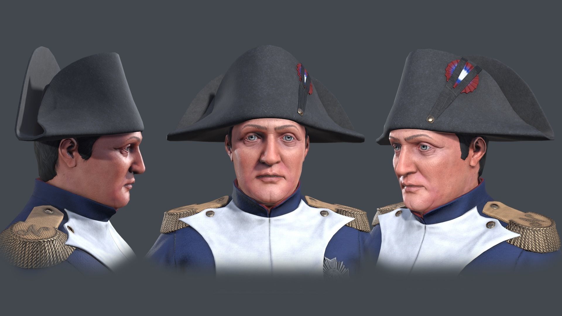 Napoleon Bonaparte I Low-poly 3D model_4