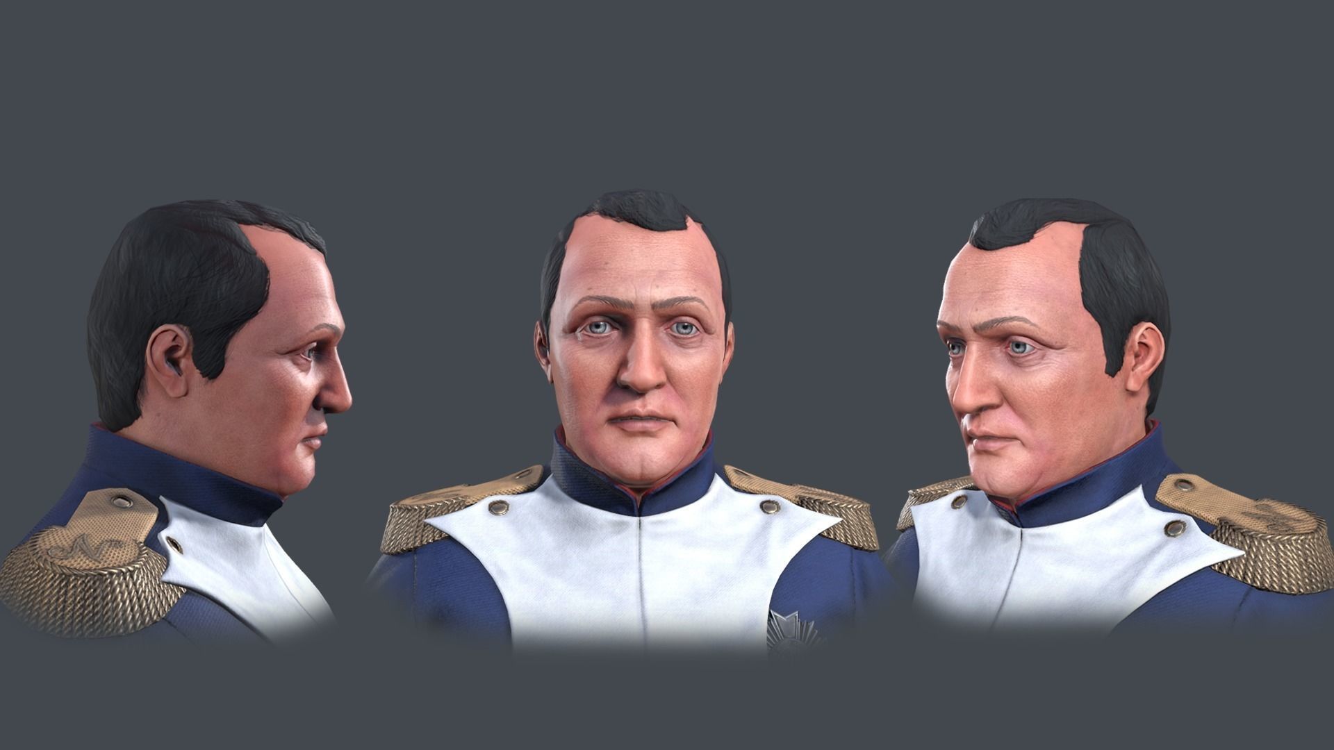 Napoleon Bonaparte I Low-poly 3D model_5