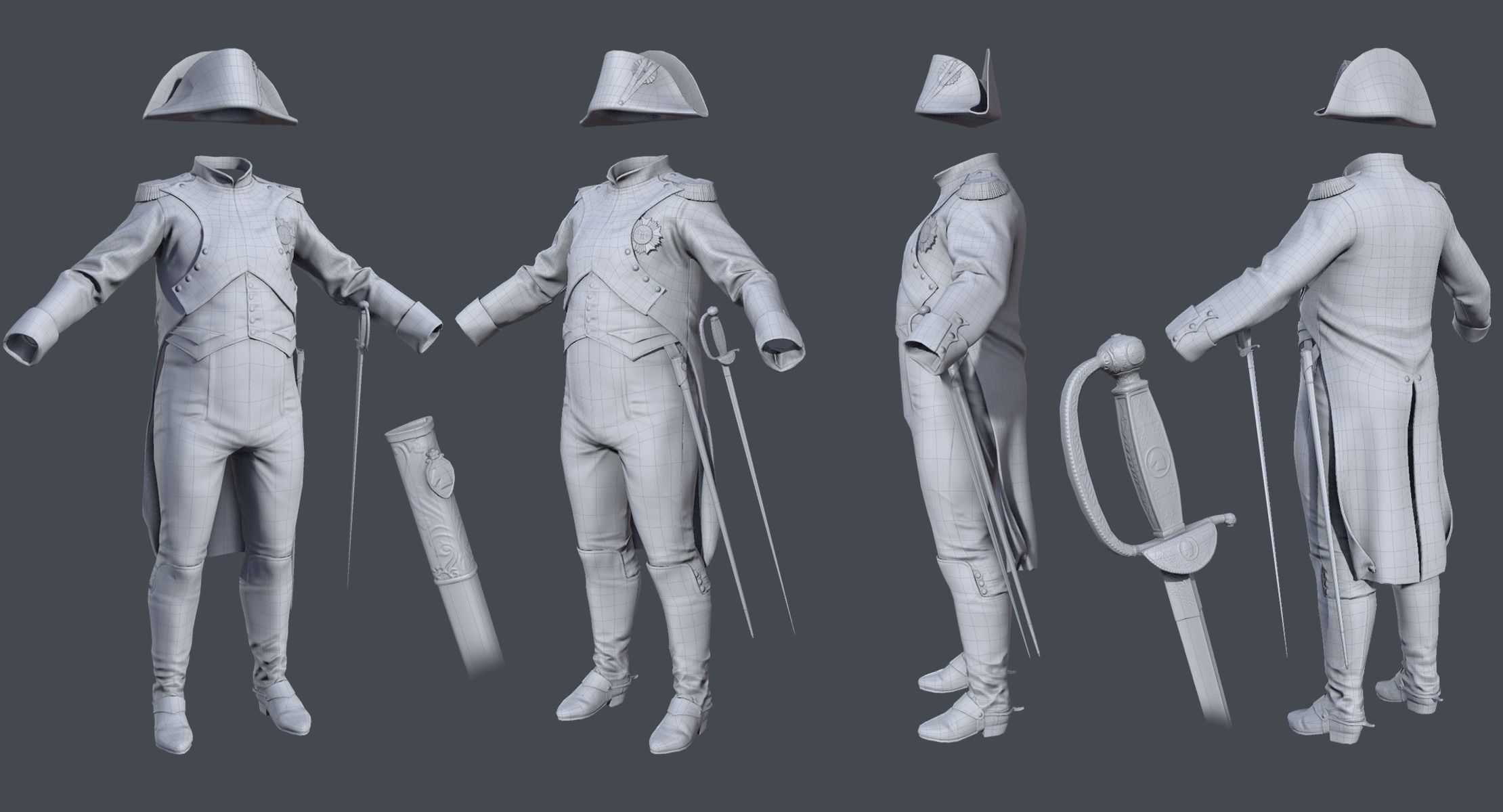 Napoleon Bonaparte I Low-poly 3D model_7