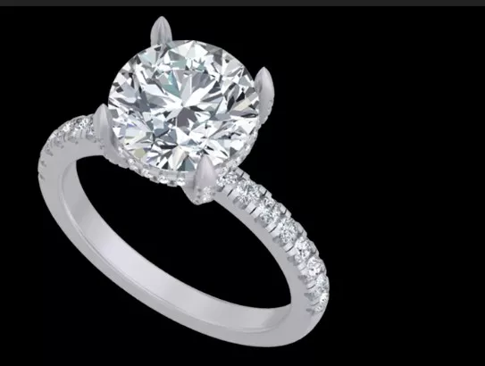 Hidden Halo Pave Bridal Ring Free 3D print model