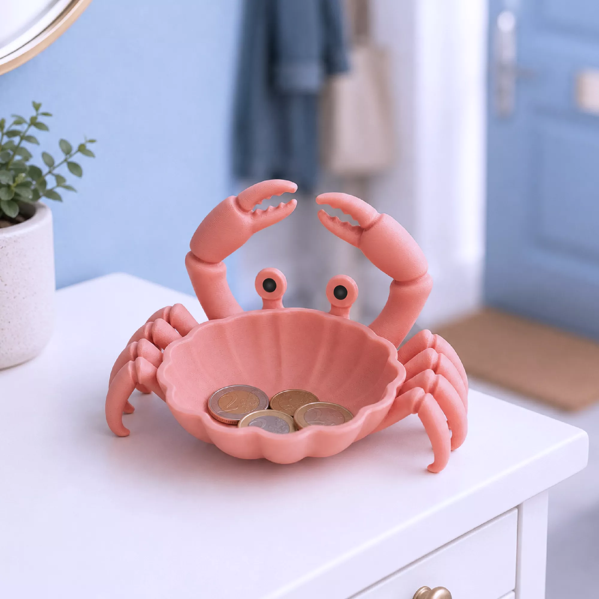 Crab Jewelry Organizer - Coastal Ring Dish - Beach Vanity Decor 3D print model
