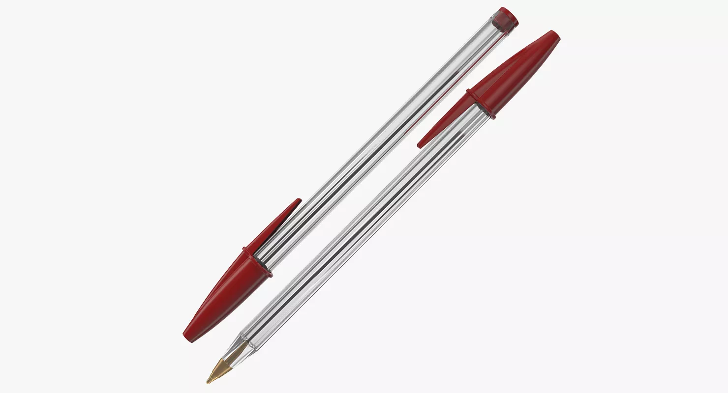 Transparent Pen Red Ink 3D model