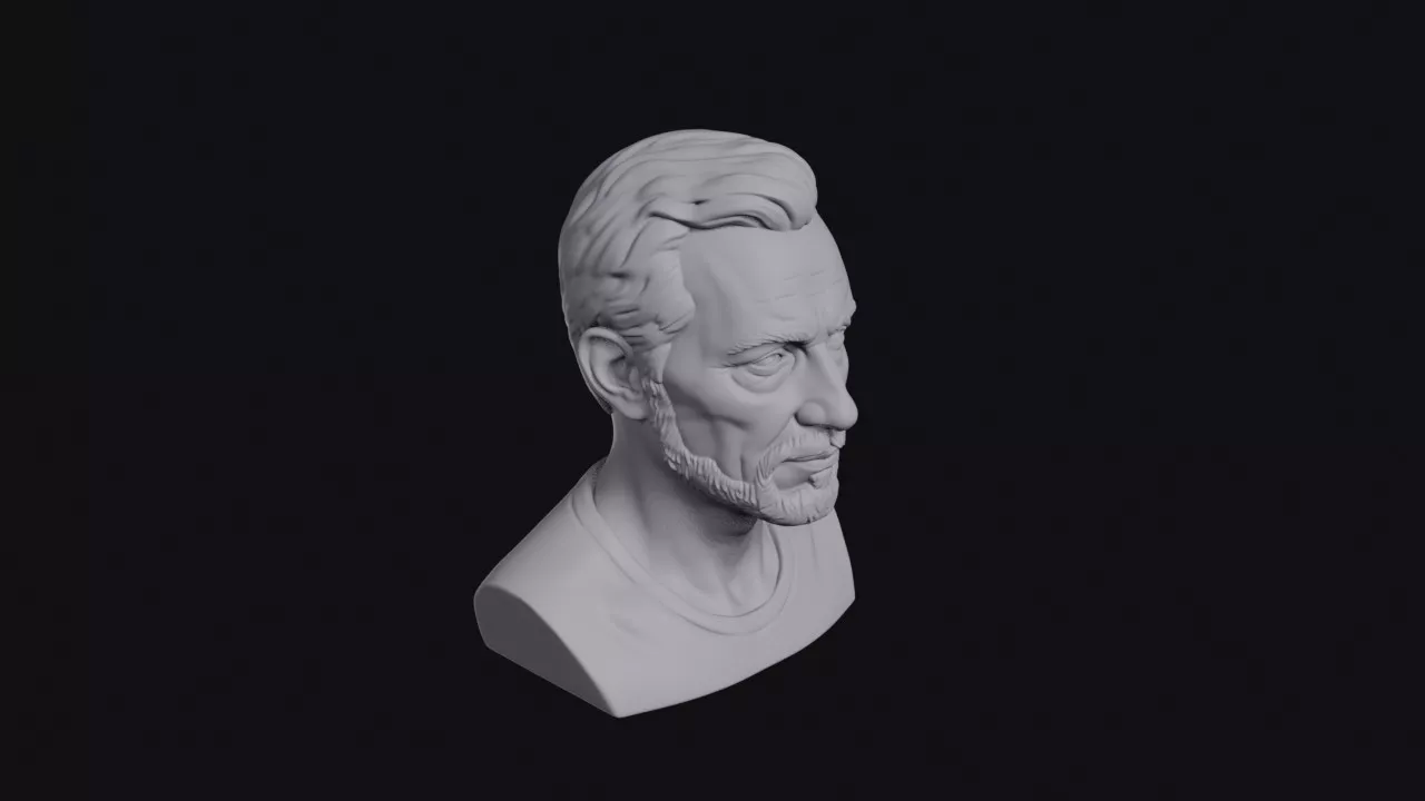 Gaunt Man With Hollow Cheeks Bust 3D print model