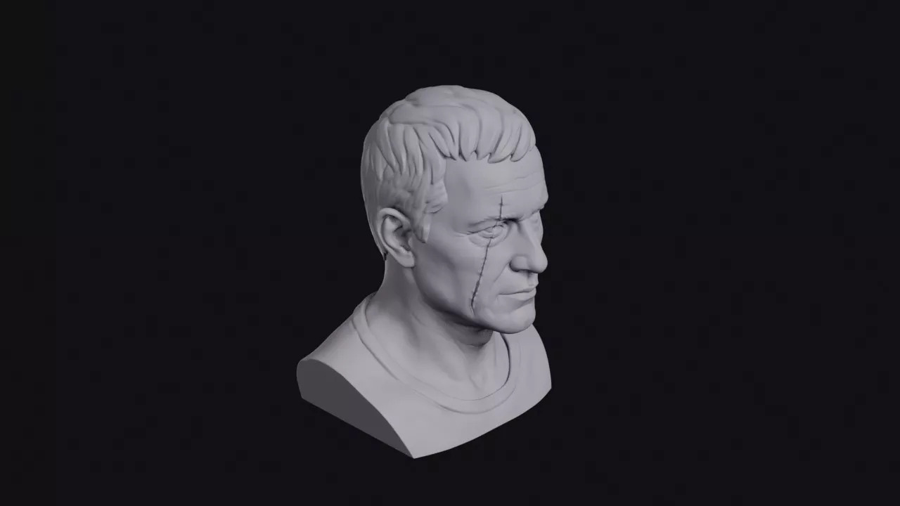 Scarred Man With Cropped Hair Bust 3D print model