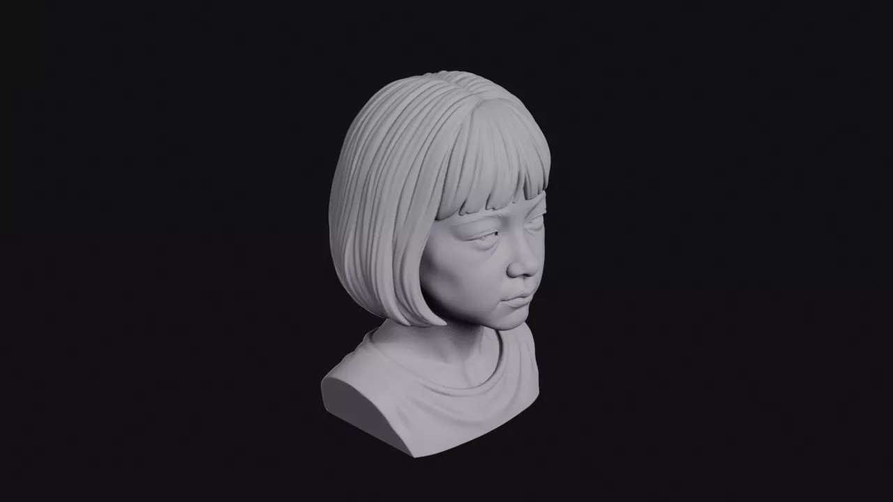 Japanese Girl With Short Bob Bust 3D print model