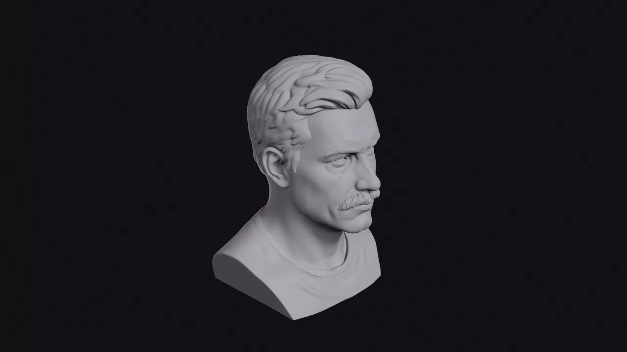 Handsome Young Man Moustache Bust 3D print model