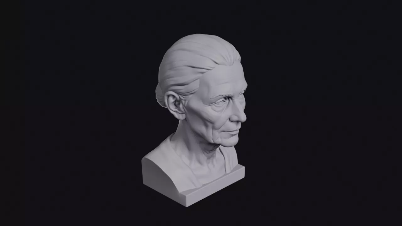 Gaunt Elderly Woman Bust 3D print model