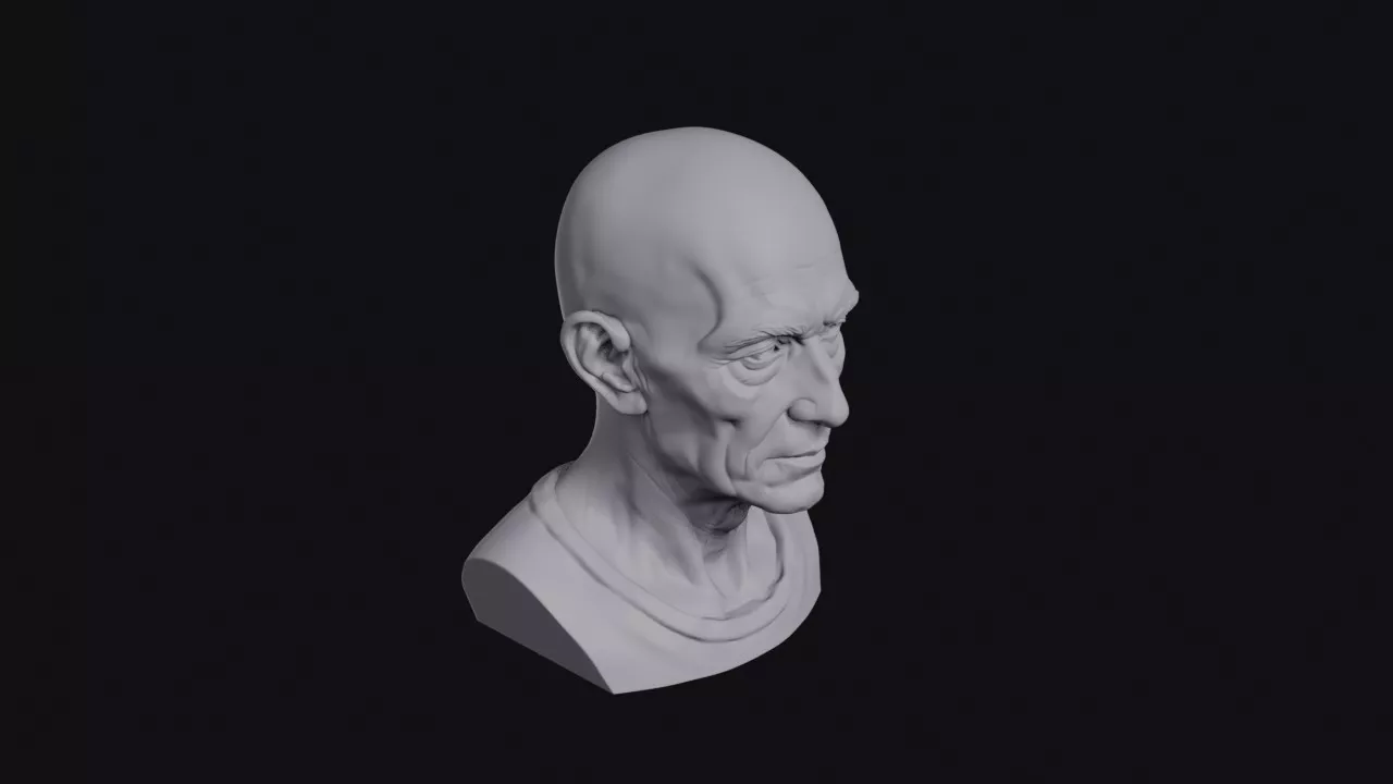 Gaunt Ascetic Shaved Head Bust 3D print model