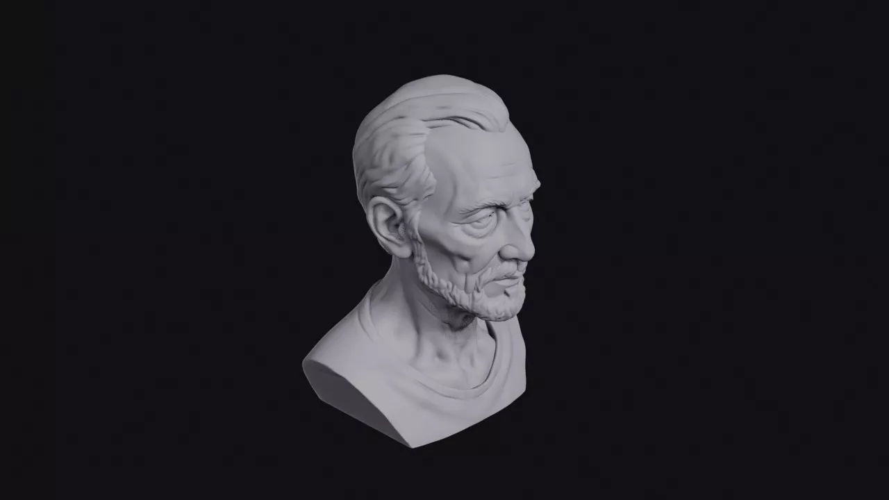Frail Old Man Bust 3D print model