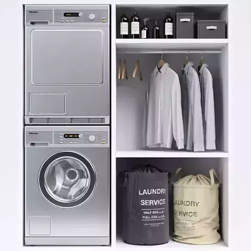 Laundry with Miele machines 3D model