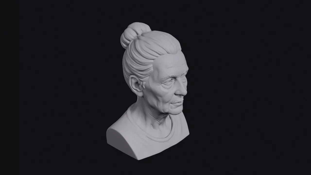 Elderly Woman With Tight Bun Bust 3D print model