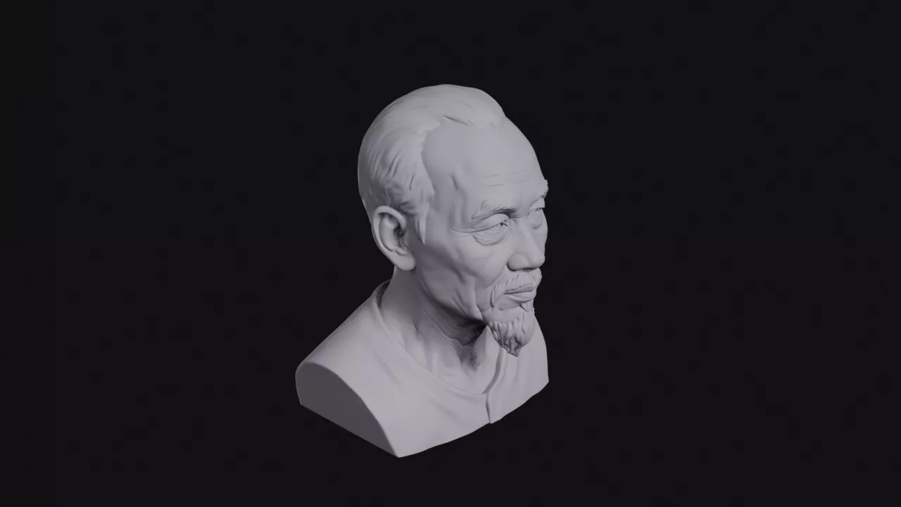Elderly Vietnamese Man Goatee Bust 3D print model