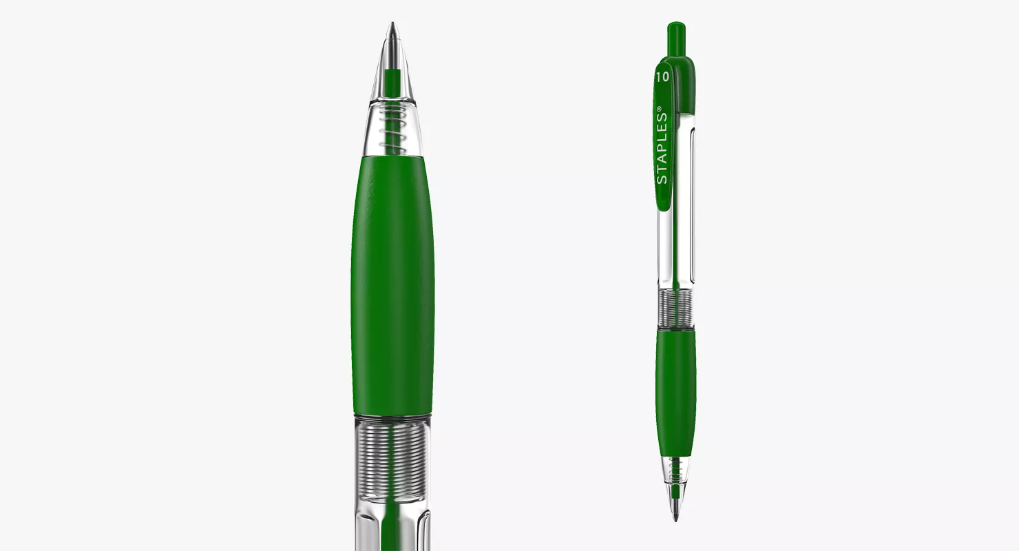 Retractable Ballpoint Pen Green 3D model