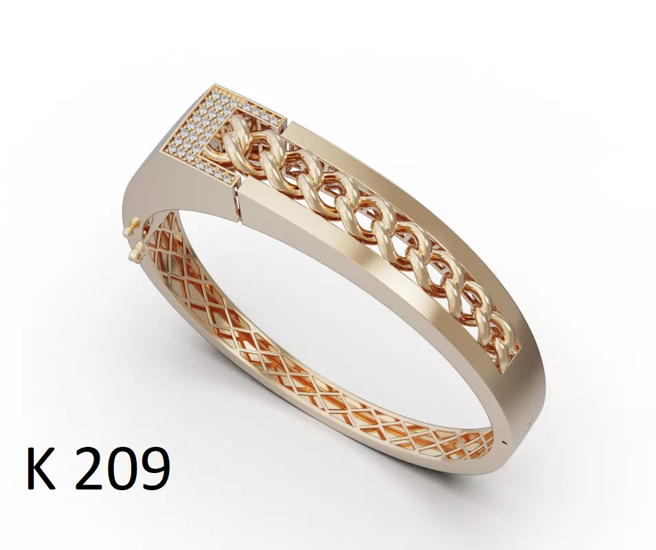 Luxury gold chain bangle bracelet 3D print model