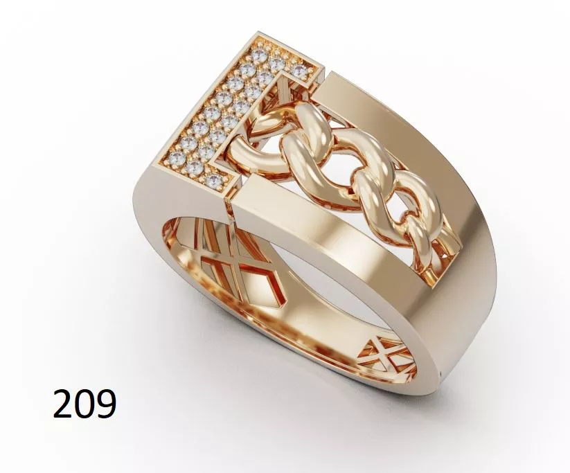 Modern gold chain ring 3D print model