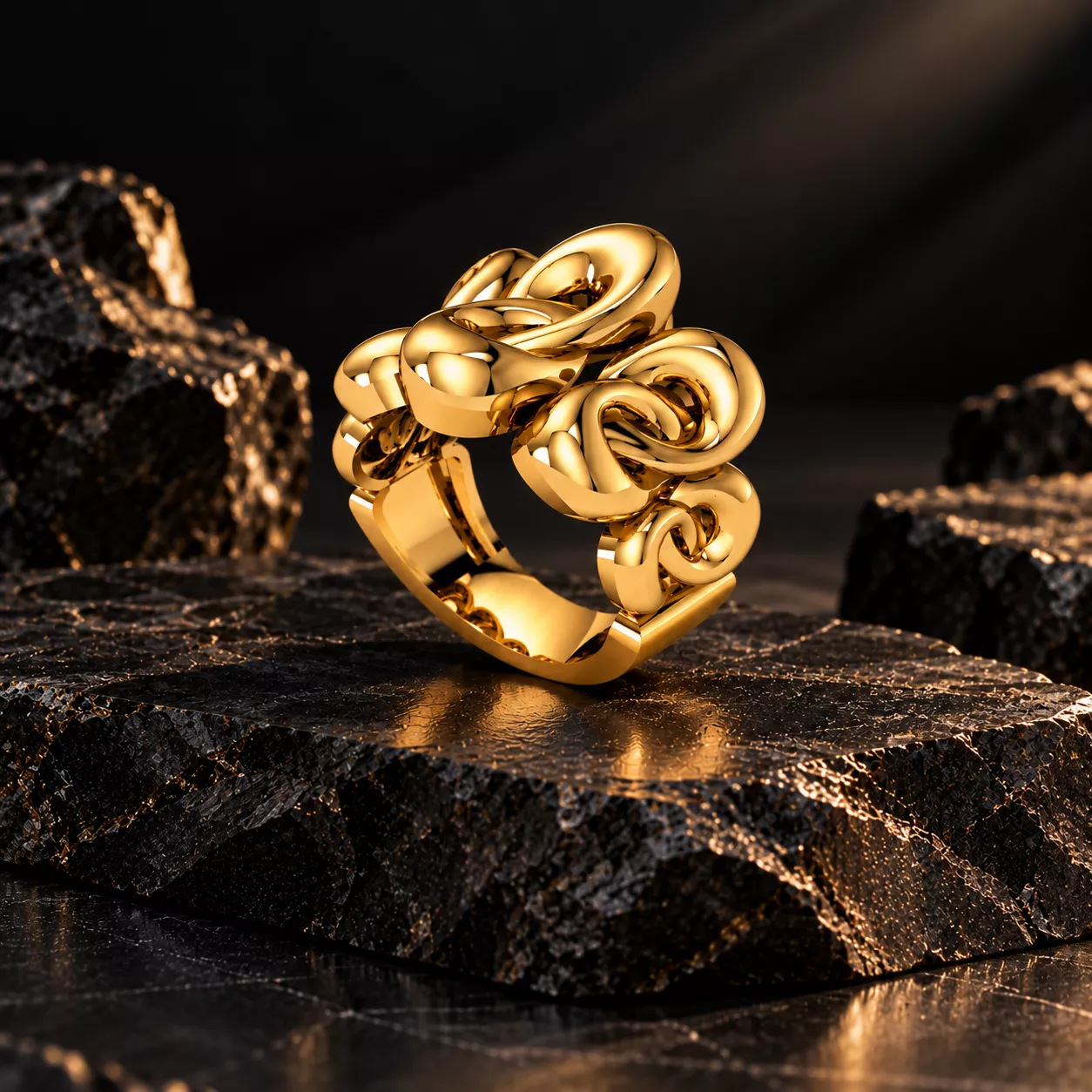 Luxury rotating gold ring 3D print model