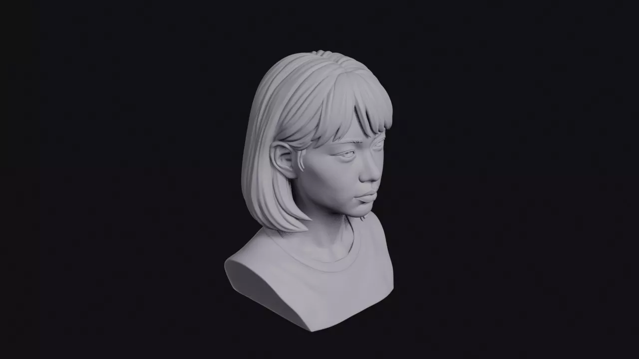 Teenage Japanese Girl Bob Bust 3D print model