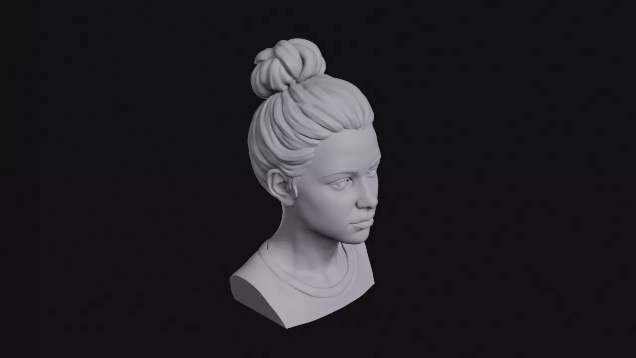 Teen Girl Messy Topknot Bust 3D print model