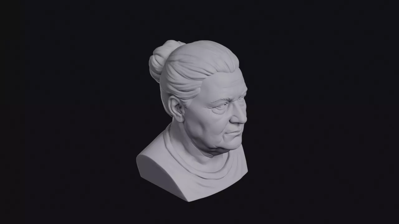 Stout Old Woman With Bun Bust 3D print model