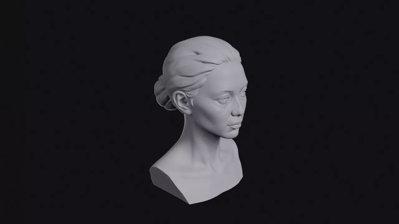 Slender Young Woman Bust 3D print model