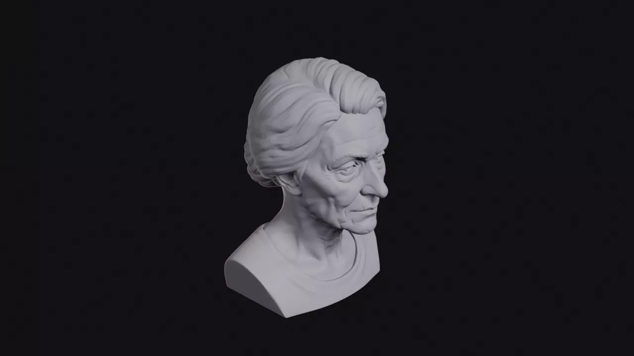 Old Woman Sunken Cheeks Bust 3D print model