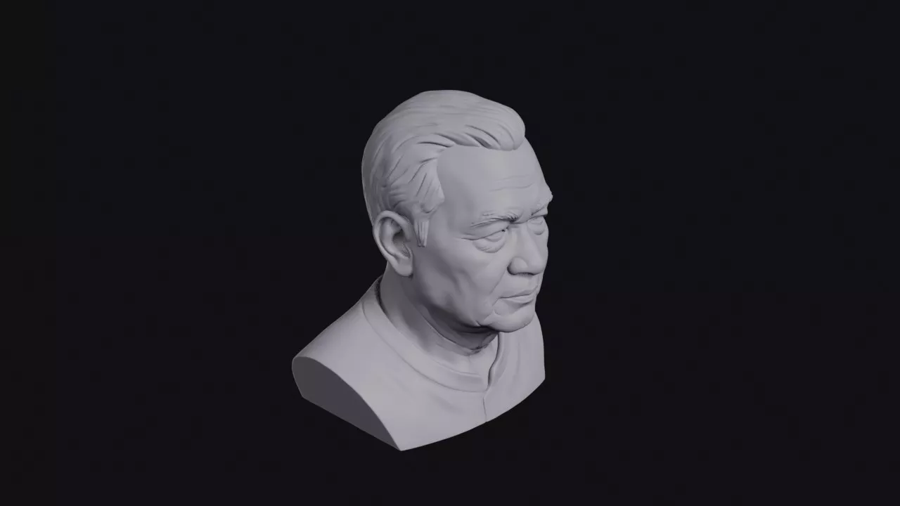 Elderly Thai Man Round Face Bust 3D print model