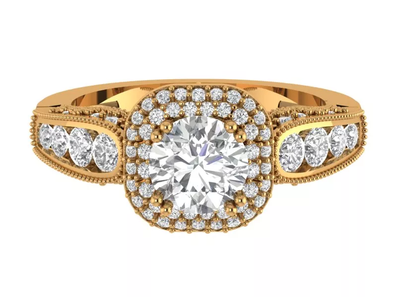 Round Engagement Vintage Ring 3D print model